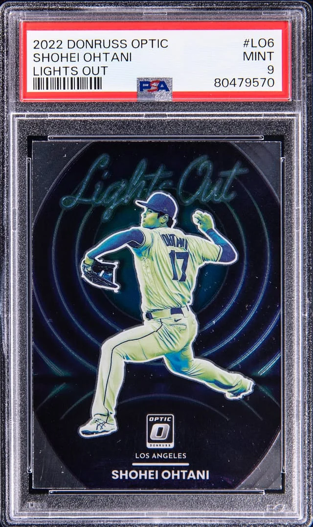 2022 Panini Donruss Optic Shohei Ohtani Lights Out #LO-6 card image