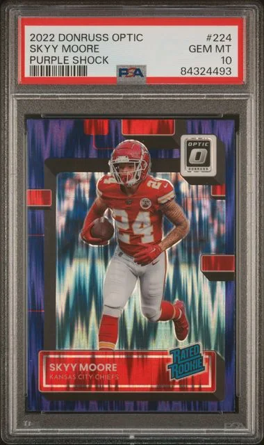 2022 Panini Donruss Optic Skyy Moore Purple Shock #224 card image