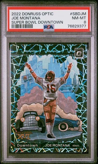 2022 Panini Donruss Optic Super Bowl Downtown Sbdjm Joe Montana #no-number card image