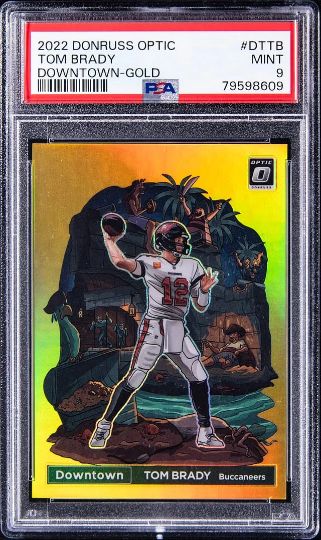 2022 Panini Donruss Optic Tom Brady Downtown Gold Prizm #DT-TB card image