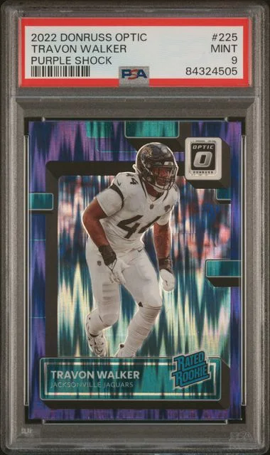 2022 Panini Donruss Optic Travon Walker Purple Shock Rated #225 card image