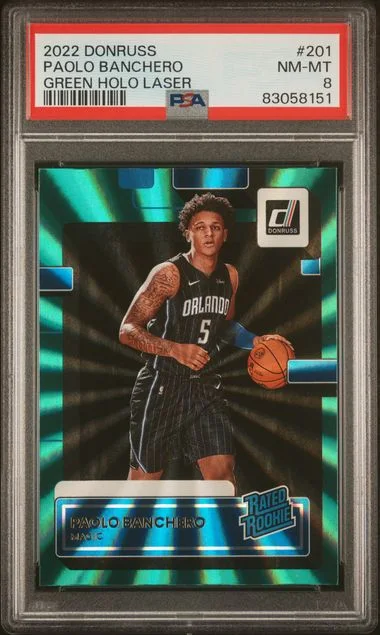 2022 Panini Donruss Paolo Banchero Green Holo Laser #201 card image