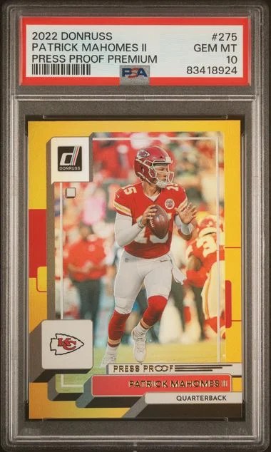 2022 Panini Donruss Patrick Mahomes II Press Proof Premium #275 card image