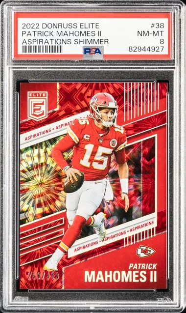 2022 Panini Donruss Patrick Mahomes II Elite Aspirations Shimmer #38 card image