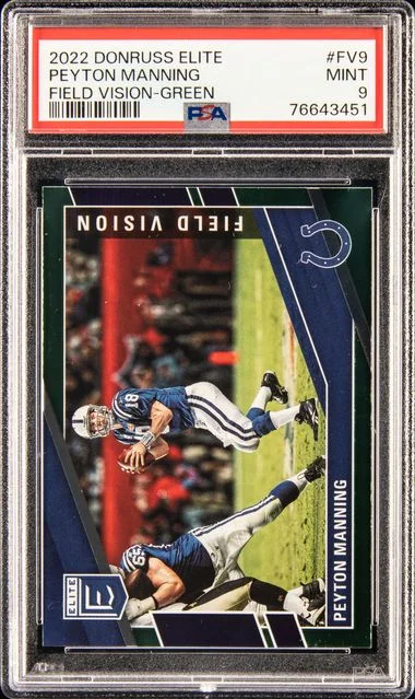 2022 Panini Donruss Peyton Manning Elite Field Vision Green #Fv9 card image