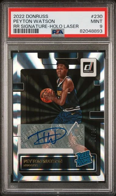 2022 Panini Donruss Peyton Watson Rated Signature-Holo Laser #230 card image