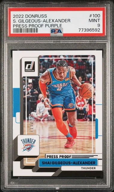 2022 Panini Donruss Shai Gilgeous-Alexander Press Proof Purple #100 card image