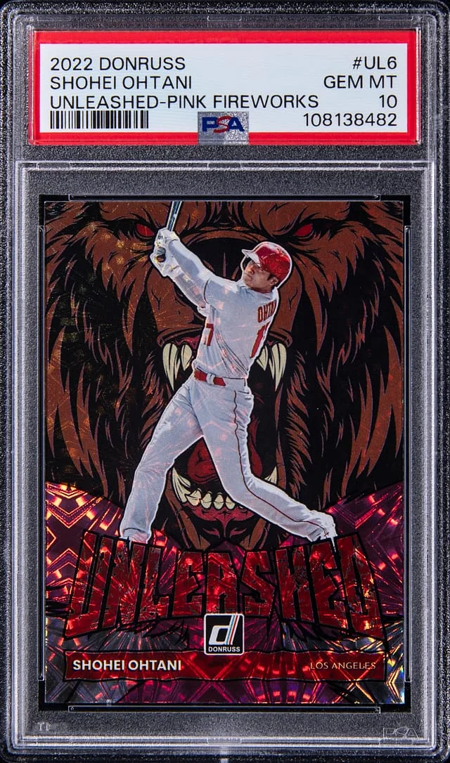 2022 Panini Donruss Shohei Ohtani Unleashed Pink Fireworks #UL-6 card image