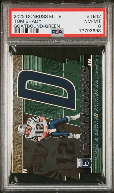 2022 Panini Donruss Tom Brady Elite Goatbound Green #Tb12 card image