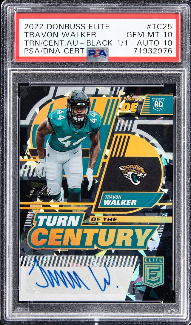 2022 Panini Donruss Travon Walker Elite Turn Of The Century Autographs Black #TC-25 card image