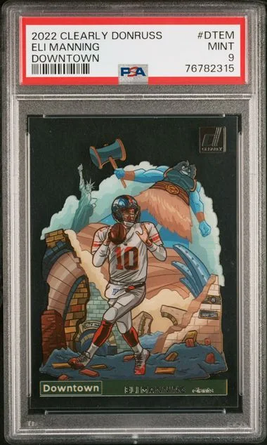 2022 Panini Eli Manning Clearly Donruss Downtown #DT-EM card image