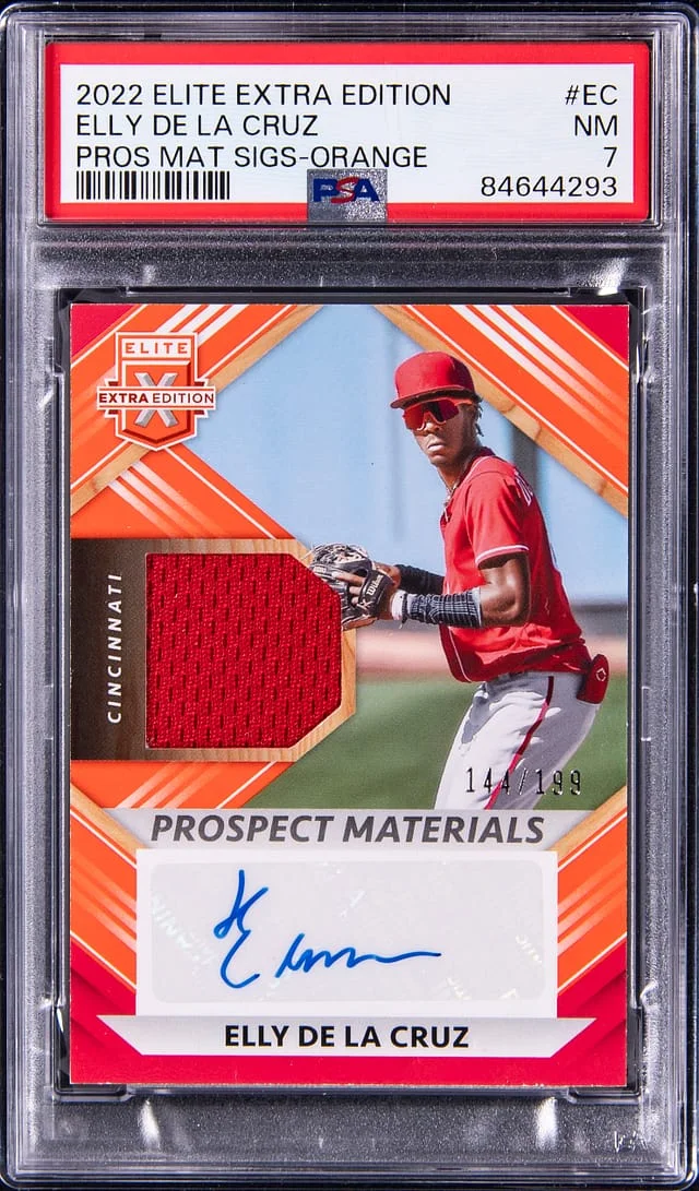 2022 Panini Elite Extra Edition Elly De La Cruz Prospect Material Signatures Orange #EC card image