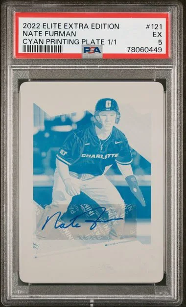 2022 Panini Elite Extra Edition Nate Furman Cyan Printing Plate 1/1 #121 card image