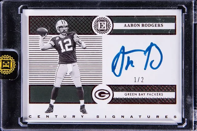 2022 Panini Encased Aaron Rodgers Century Signatures Red #CS-AR card image