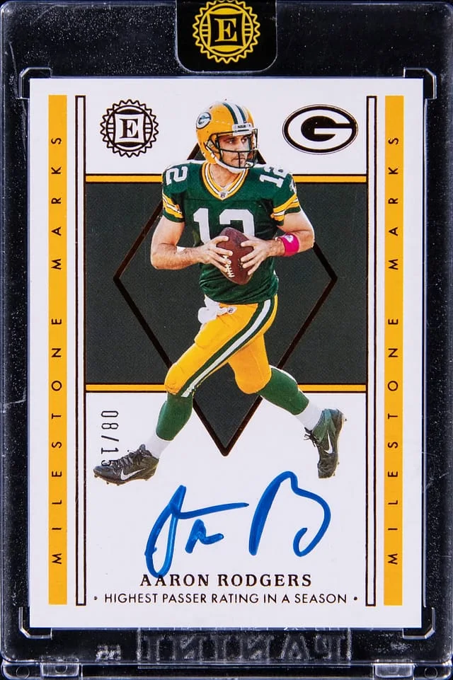 2022 Panini Encased Aaron Rodgers Milestone Marks Autograph #MM-AR card image