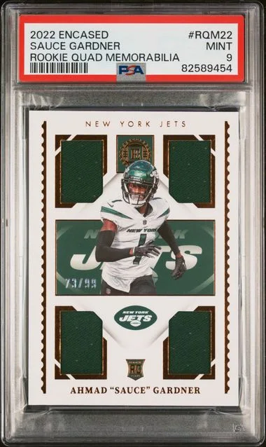 2022 Panini Encased Ahmad Sauce Gardner Quad Memorabilia #RQM22 card image