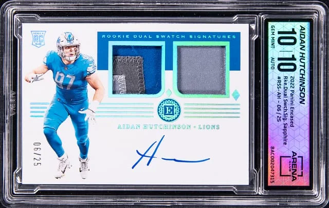 2022 Panini Encased Aidan Hutchinson Dual Swatch Signatures #RSS-AH card image