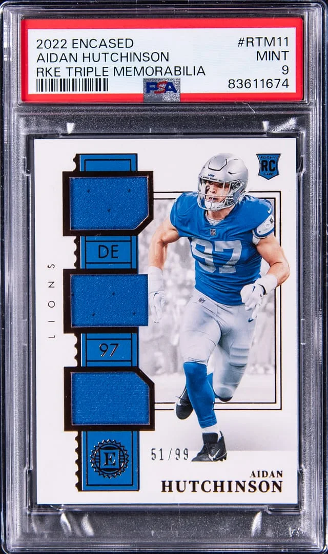 2022 Panini Encased Aidan Hutchinson Triple Memorabilia #RTM-11 card image