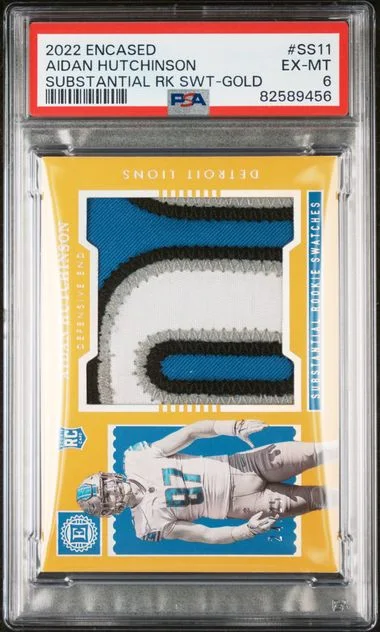2022 Panini Encased Aidan Hutchinson Substantial Swatches Gold #SS11 card image