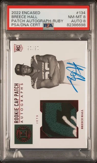 2022 Panini Encased Breece Hall Patch Autograph-Ruby #134 card image