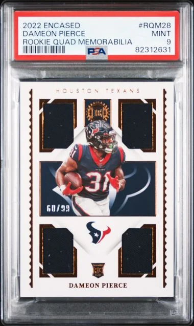 2022 Panini Encased Dameon Pierce Quad Memorabilia #RQM28 card image