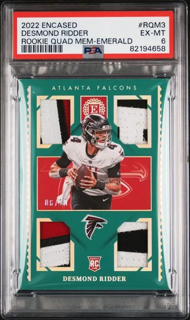 2022 Panini Encased Desmond Ridder Quad Memorabilia Emerald #Rqm3 card image