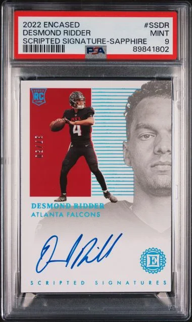 2022 Panini Encased Desmond Ridder Scripted Signatures Sapphire #SSDR card image