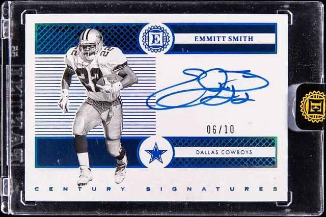 2022 Panini Encased Emmitt Smith Century Signatures Sapphire #CS-ES card image