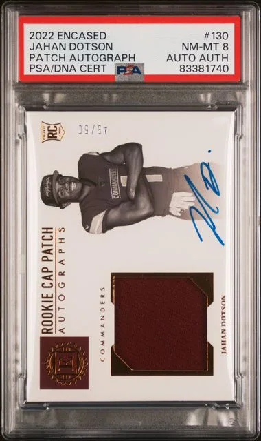 2022 Panini Encased Jahan Dotson Patch Autograph #130 card image