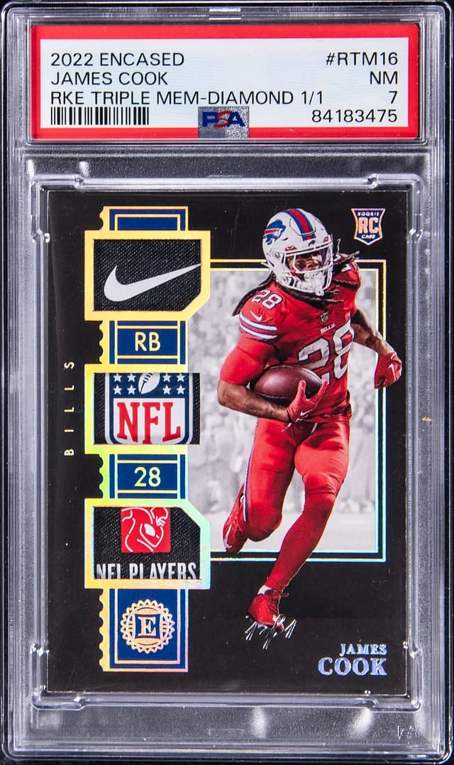 2022 Panini Encased James Cook Triple Memorabilia Diamond #RTM-16 card image