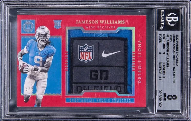 2022 Panini Encased Jameson Williams Substantial Swatches Ruby #SS-8 card image