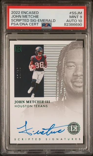 2022 Panini Encased John Metchie III Scripted Signatures Emerald #SSJM card image