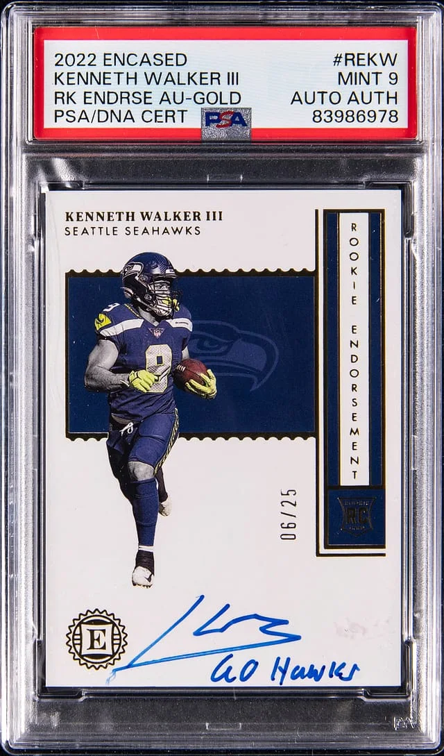 2022 Panini Encased Kenneth Walker III Endorsement Autograph Gold #RE-KW card image