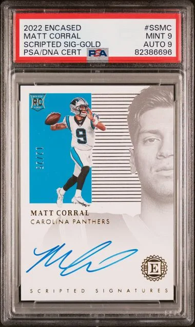 2022 Panini Encased Matt Corral Scripted Signatures Gold #SSMC card image