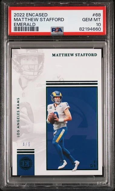 2022 Panini Encased Matthew Stafford Emerald #68 card image