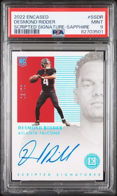 2022 Panini Encased Scripted Signatures Sapphire Ssdr Desmond Ridder #no-number card image