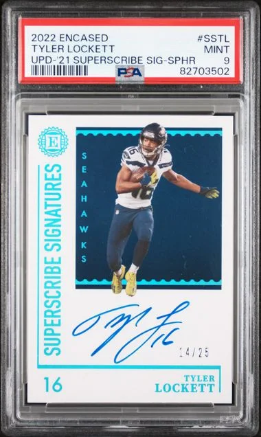 2022 Panini Encased Superscribe Signatures-Sapphire Sstl Tyler Lockett Update #2021 card image
