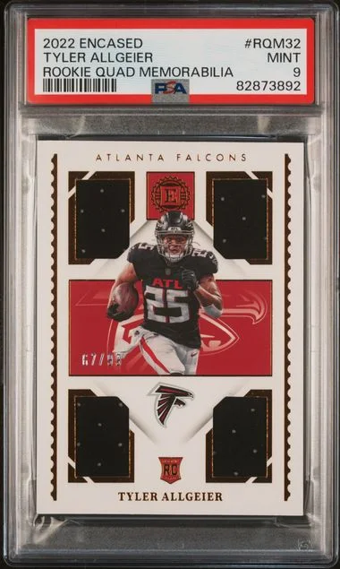 2022 Panini Encased Tyler Allgeier Quad Memorabilia #RQM32 card image