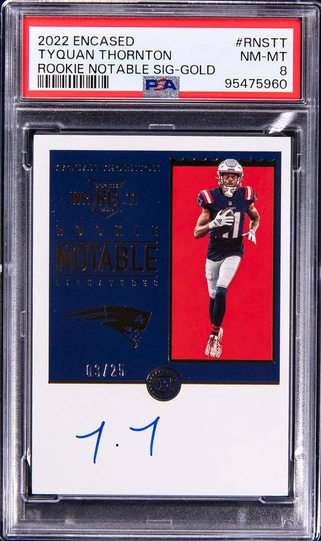 2022 Panini Encased Tyquan Thornton Notable Signature Gold #RNS-TT card image