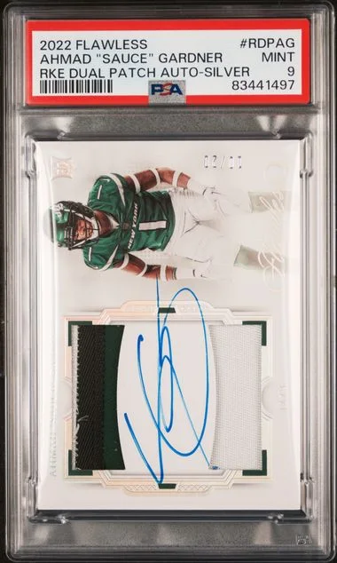 2022 Panini Flawless Ahmad Sauce Gardner Dual Patch Autographs Ruby #RDPAG card image