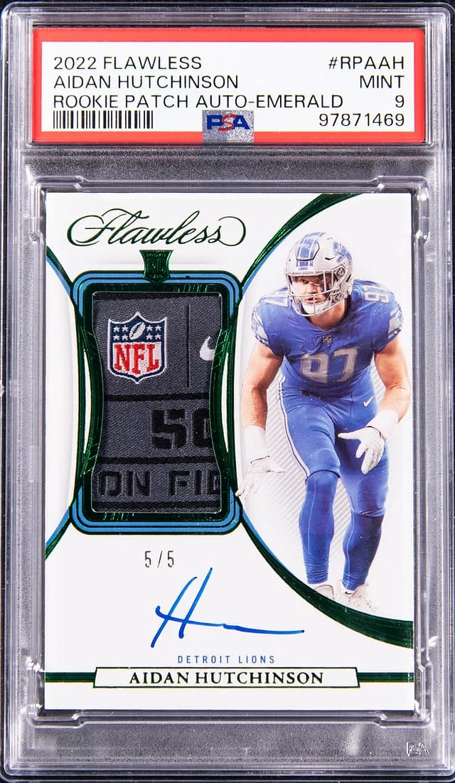 2022 Panini Flawless Aidan Hutchinson Patch Autograph Emerald #RPA-AH card image