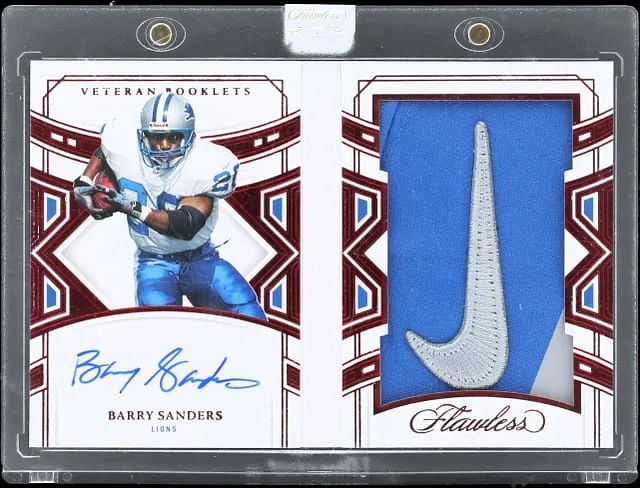 2022 Panini Flawless Barry Sanders Veteran Booklets Ruby #VB-BS card image