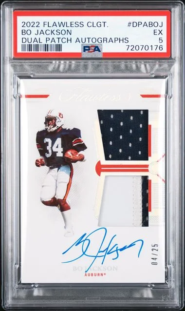 2022 Panini Flawless Bo Jackson Collegiate Dual Patch Autographs #DPA-BOJ card image