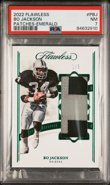 2022 Panini Flawless Bo Jackson Patches Emerald #PBJ card image
