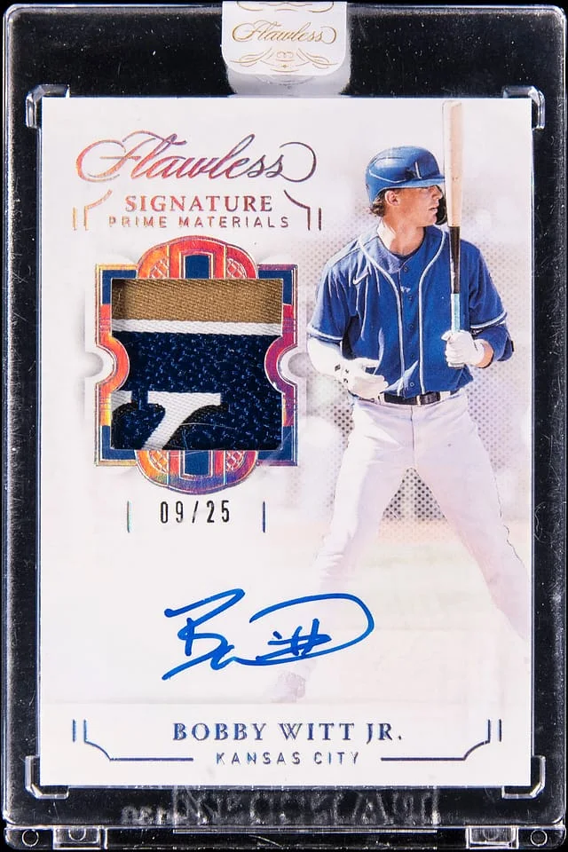 2022 Panini Flawless Bobby Witt Jr. Signature Prime Materials Gold #SPM-BW card image