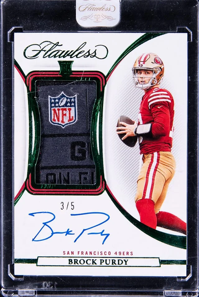 2022 Panini Flawless Brock Purdy Patch Autograph (RPA) Emerald #RPA-BP card image