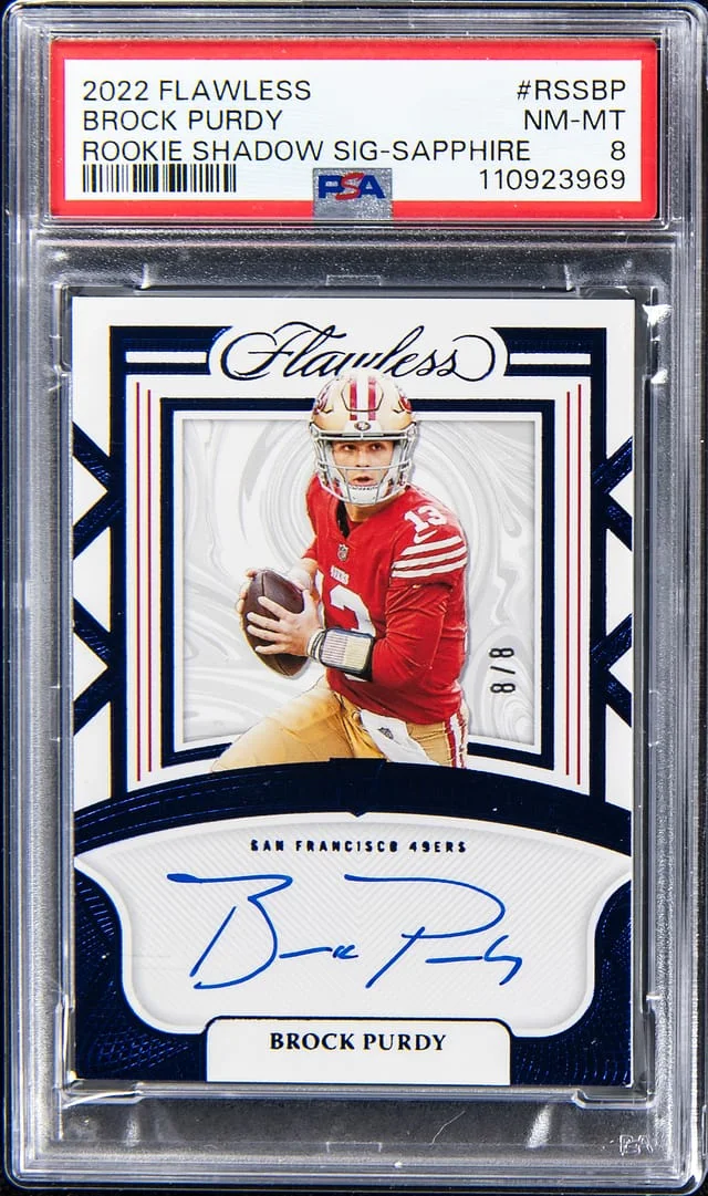 2022 Panini Flawless Brock Purdy Shadow Signature Sapphire #RSS-BP card image