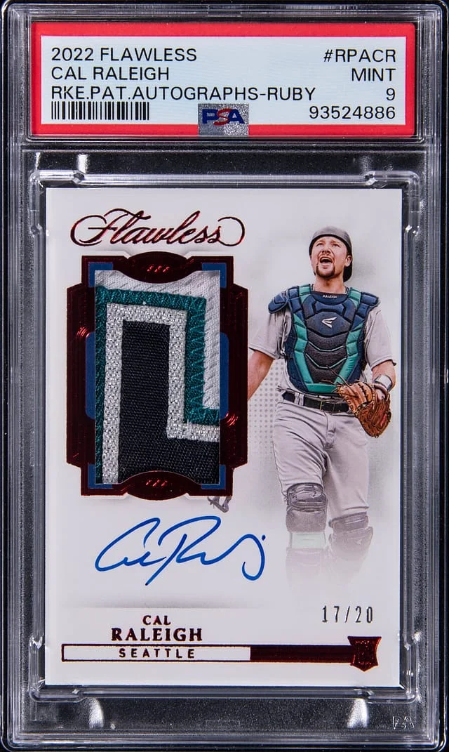 2022 Panini Flawless Cal Raleigh Patch Autograph Ruby #RPA-CR card image