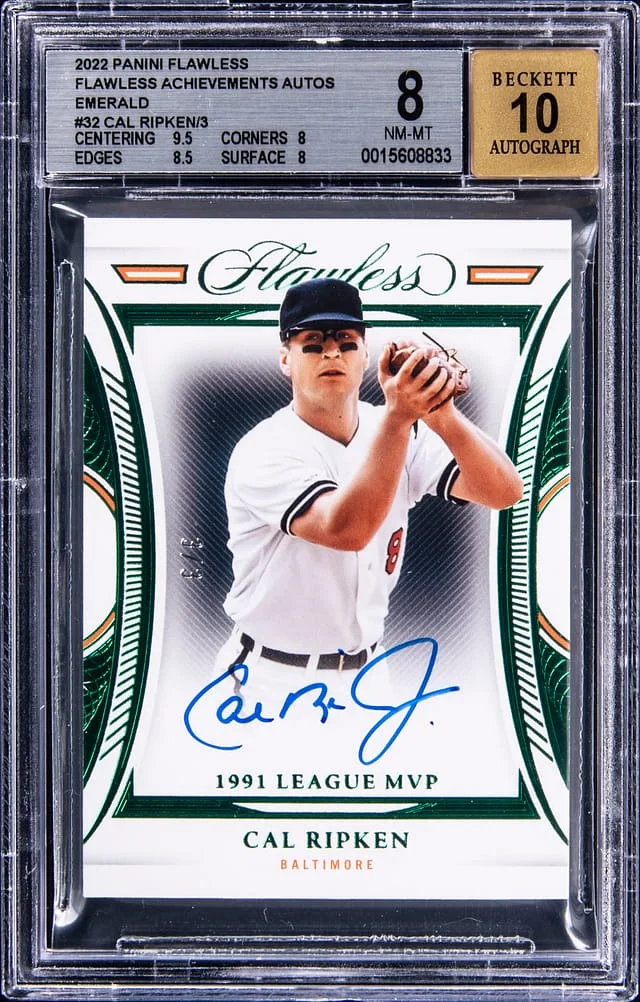2022 Panini Flawless Cal Ripken Jr. Achievements Emerald #FA-CR card image