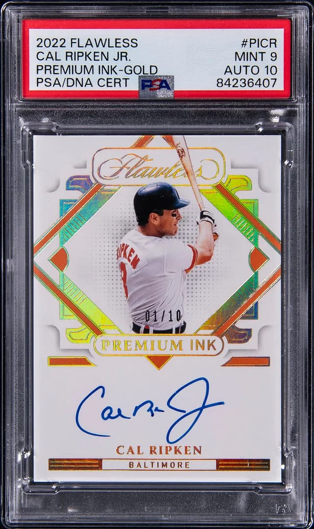 2022 Panini Flawless Cal Ripken Jr. Premium Ink Gold #PI-CR card image